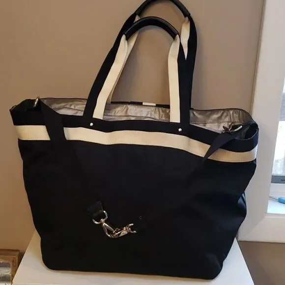 𝅺KATE SPADE BARROW STREET ANABEL BLACK WITH IVORY TRIM DIAPER BAG - Picture 5 of 16